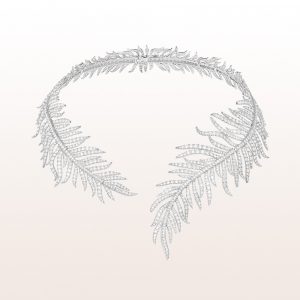 Feather-necklace with brilliant cut diamonds 50,62ct in 18kt white gold