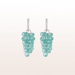 Earrings with brilliants 0,34ct and apatite in 18kt white gold