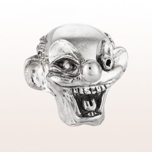 Paperweight "Uncle Joe´s Head" by artist George Condo with brilliant 0,07ct in 925 sterling silver