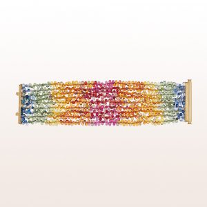 Bracelet with multi-coloured sapphire and an 18kt yellow gold clasp
