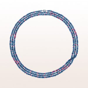 Necklace with kyanite, red spinel and diamonds in 18kt white gold