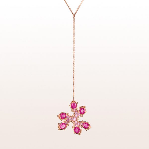 Necklace "Chromosomes in love" by artist Eva Petrič with pink sapphires 2,64ct in 18kt rose gold