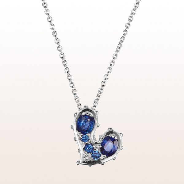 Necklace "Chromosomes in love" by artist Eva Petrič with sapphire 0,89ct in 18kt white gold