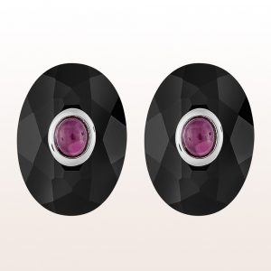 Cufflinks with onyx and ruby in silver