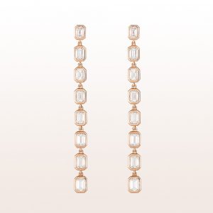 Earrings with baguette-diamonds 4,74ct in 18kt rose gold