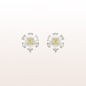 Ohrringe mit gelben und weißen Diamanten 4,49ct in 18kt Weißgold