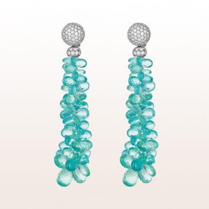 Earrings with apatite and brilliants 1,60ct in 18kt white gold