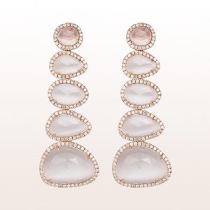 Ohrgehänge mit grauen Quarzen und Brillanten 2,30ct in 18kt in Roségold