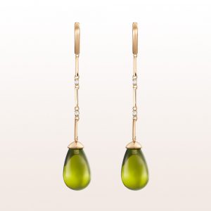 Ohrgehänge mit grünen Quarzen und Brillanten 0,85ct in 18kt Gelbgold
