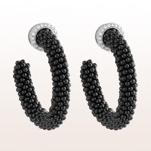 Earrings with black spinel and brilliants 1,28ct in 18kt white gold