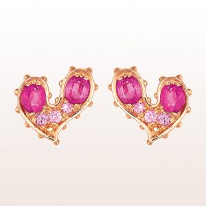Ear studs "Chromosomes in love" from the designer Eva Petrič with pink sapphire 1,65ct in 18kt rose gold