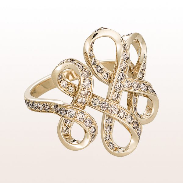 Ring mit braunen Diamanten 1,34ct in 18kt Weißgold
