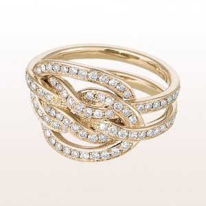 Ring "Echter Liebhaberknoten" (engl. lovers-knot) by designer Julia Obermüller with brilliant cut diamonds 1,20ct in 18kt white gold