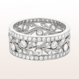 Ring with brilliant cut diamonds 1,36ct in platinum