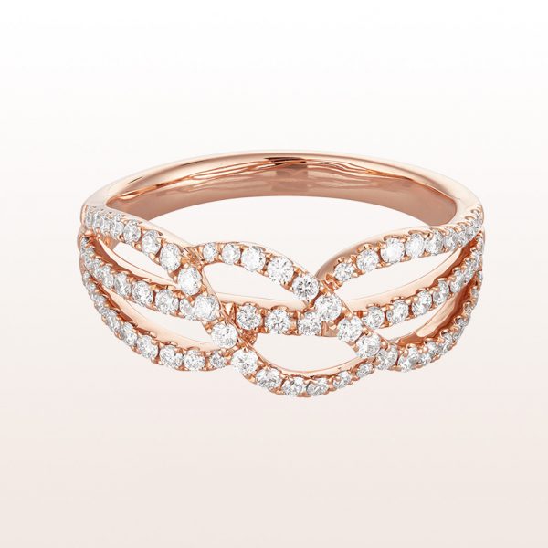 Ring with brilliant cut diamonds 0,52ct in 18kt rose gold