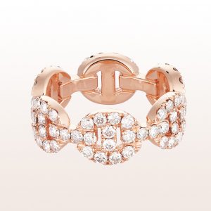 Ring with brown brilliant cut diamonds 2,11ct in 18kt rose gold