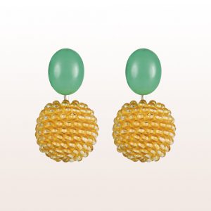 Ohrgehänge mit Chrysoprasen und Citrin in 18kt Weißgold