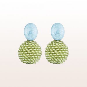 Earrings with violane, peridot in 18kt white gold