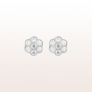 Ear studs with brilliant flowers 0,51ct in 18kt white gold