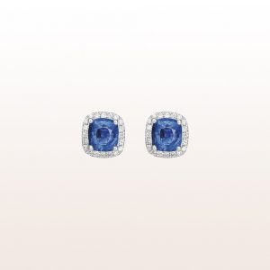 Ear studs with sapphire 1,95ct and brilliants 0,22ct in 18kt white gold