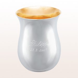 Baptism cup in silver with gold-plated inside