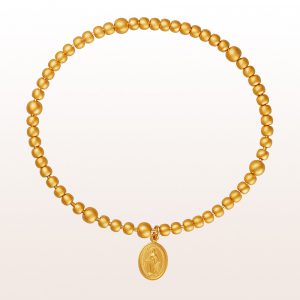 Rosary bangle with Mary pendant in 14kt yellow gold