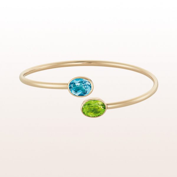 Armreif mit Topas 3,11ct und Peridot 2,93ct in 18kt Gelbgold