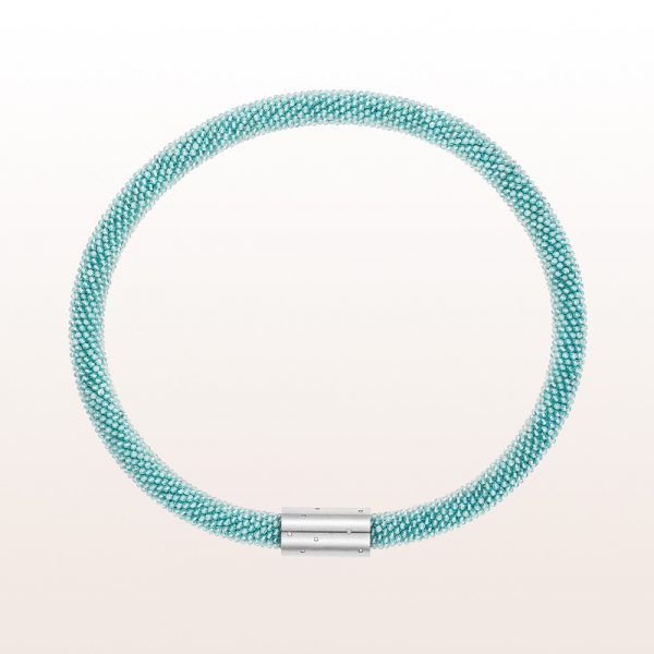 Coccinella necklace with aquamarine and a brilliant 0,09ct occupied 18kt white gold clasp