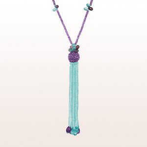 Necklace with amethyst, apatite and spinel and an 18kt white gold clasp