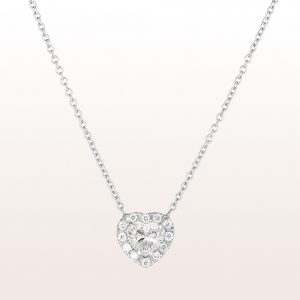 Necklace with diamond hearts 0,77ct and brilliant cut diamonds 0,14ct in 18kt white gold
