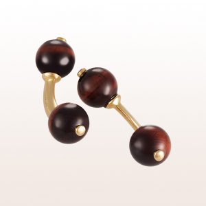 Kugelmanschettenknöpfe mit Ochsenaugen in 18kt Gelbgold