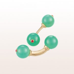 Cufflinks with chrysoprase and rubies in 18kt yellow gold