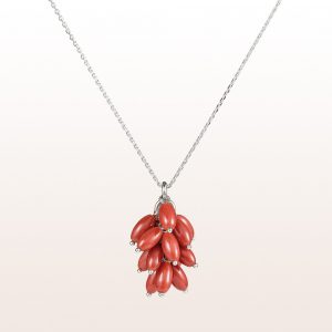 Pendant with coral in 18kt white gold