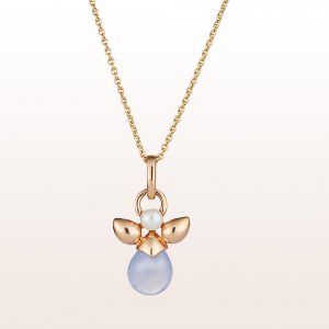 Pendant with chalcedony and pearl in 18kt rose gold