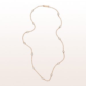 Necklace with brilliant cut diamonds 0,97ct in 18kt rose gold