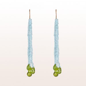 Ohrgehänge mit Topas und Peridot auf 18kt Roségold Haken