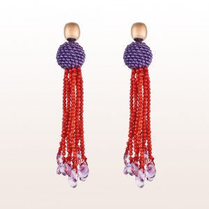Earrings with coral and amethyst in 18kt rose gold