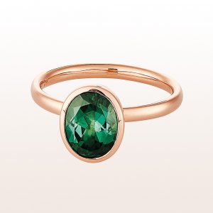 Collection-ring with green turmaline 1,97ct in 18kt rose gold