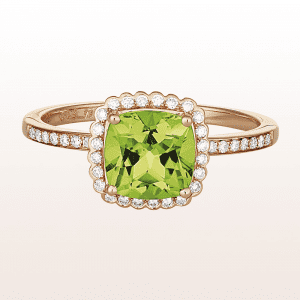 Ring with perdot 1,58ct and brilliants 0,15ct in 18kt rose gold