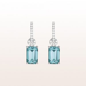 Earrings with blue zricones 15,62ct and brilliants 0,59ct in 18kt white gold