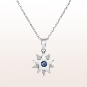 Pendant "Gisela" with sapphire 0,13ct in 18kt white gold