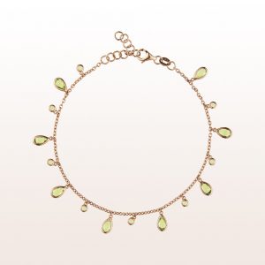 Bracelet with peridot in 18kt rose gold