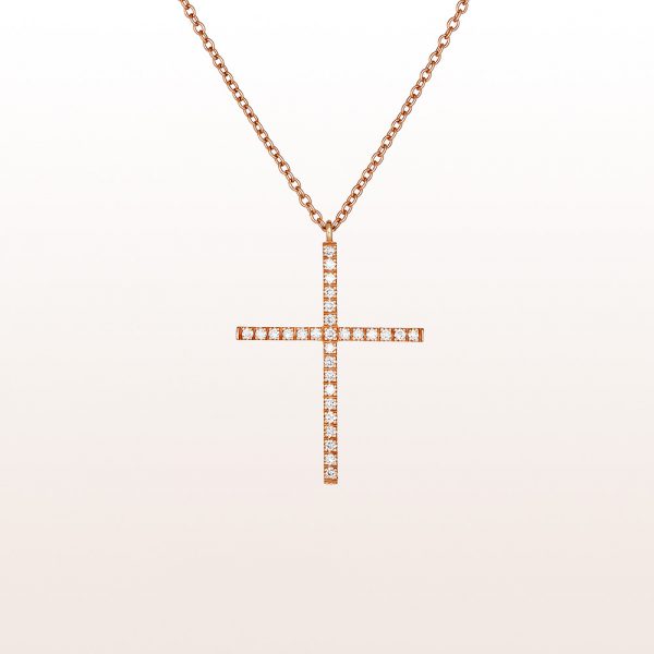 Collier mit Kreuzanhänger mit Brillanten 0,32ct in 18kt Roségold