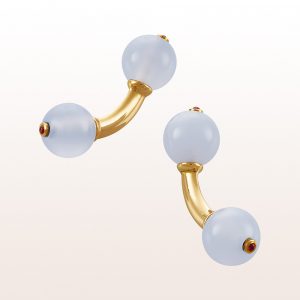 Cufflinks with chalcedony and rubies in 18kt yellow gold
