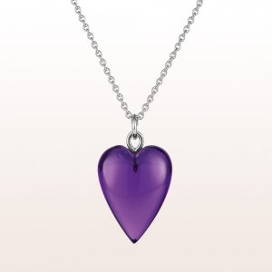 Pendant with amethyst-heart in 18kt white gold