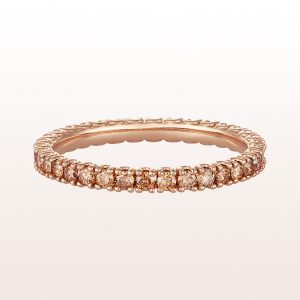 Eternityring with  brown brilliants 0,63ct in 18kt rose gold